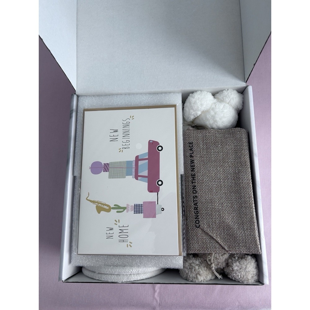 Home Sweet Home Gift Set 10 Pcs, Stemless Wine Glasses, Coasters, Candle & More